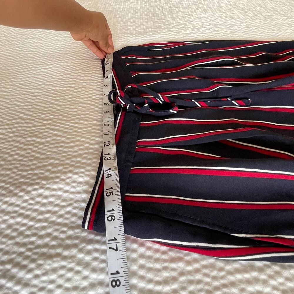 Banana Republic Striped Pants Size 4 Navy Blue Red White Ankle Drawstring Pleat - Picture 8 of 10